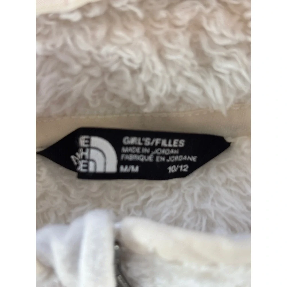 The North Face Girls Osito Fleece Hoodie Cream Full Zip Jacket Size M 10/12